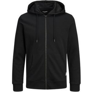 JACK & JONES Basic sweat zip hood slim fit, heren sweatvest katoenmengsel met capuchon, zwart -  Maat: L