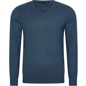 Mario Russo V-Hals Pullover - Trui Heren - Sweater Heren - Jeans Blauw - M
