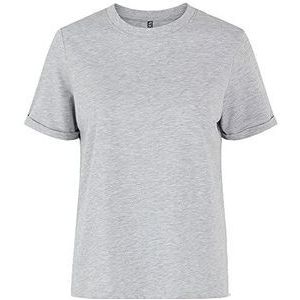 PIECES Pcria Ss Fold Up Solid Tee Noos Bc T-shirt voor dames, lichtgrijs gem., XL