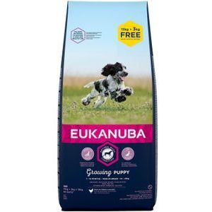 15 + 3 kg Eukanuba Puppy Medium Breed kip hondenvoer