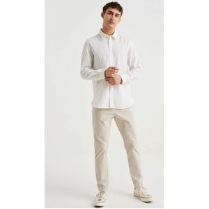 WE Fashion slim fit overhemd met linnen white uni