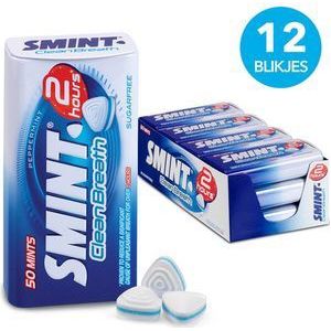 Smint Clean Breath Peppermint Pepermunt Snoep - Verfrissing - Suikervrij - 12 blikjes