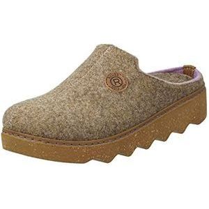 Rohde Dames clog warme voering pantolette textiel gebreide look knuffelig Foggia-D 6116, bruin, 42 EU