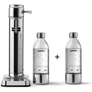 Aarke Carbonator 3 Sodamaker met 2-pack Flessen (800ml), Afwerking Staal