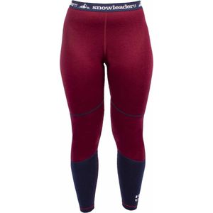 Snowleader - Dames thermokleding - Women's Merino Tights Burgundy voor Dames van Wol - Maat M - Rood