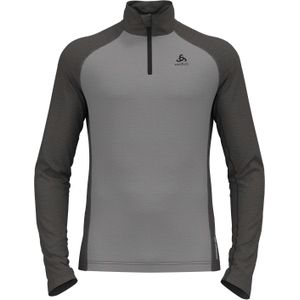 Odlo - Thermokleding - BL Top Turtle Neck L/S Half Zip Natural Dark Grey voor Heren van Wol - Maat L - Grijs