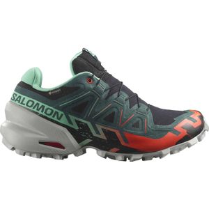 Salomon - Trailschoenen - Speedcross 6 GTX W Black/Electric Green/Cherry Tomato voor Dames - Maat 6,5 UK - Grijs