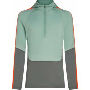 Icebreaker - Thermokleding - M Merino 200 Sonebula LS Half Zip Hood Galaxy/Moss/Blaze/Cb voor Heren - Maat M - Groen