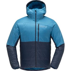 Norrona - Donsjassen - Falketind Thermo60 Hood M'S Haiwaiian Surf/Indigo Night voor Heren van Nylon - Maat S - Blauw