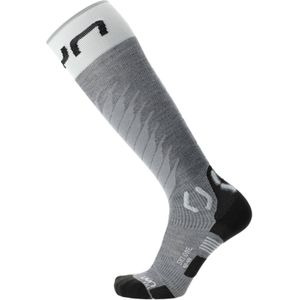 Uyn - Dames skisokken - Uyn Lady Ski One Merino Socks Grey Melange/White voor Dames van Wol - Maat 37-38 - Wit