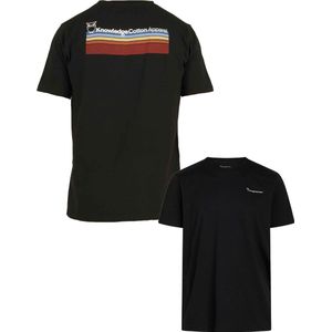 Knowledge Cotton Apparel - T-shirts - Regular Fit Knowledge Back Print T-Shirt Black Jet voor Heren van Katoen - Maat L - Zwart
