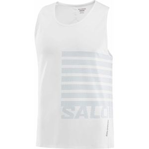 Salomon - Trail / Running kleding - Sense Aero Singlet Gfx M White/Peacock Blue voor Heren - Maat L - Wit