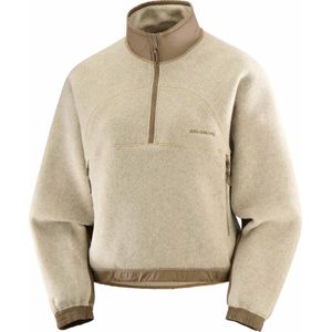 Salomon - Dames fleeces - Chroma Fleece Crop HZ W White Pepper/Shitake voor Dames van Gerecycled Polyester - Maat S - Beige