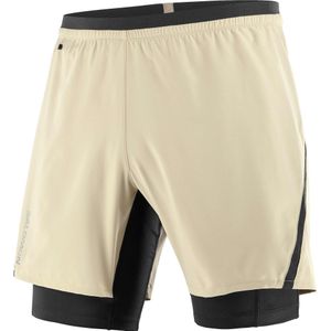Salomon - Trail / Running kleding - Cross Twinskin Shorts M White Pepper voor Heren - Maat L - Beige