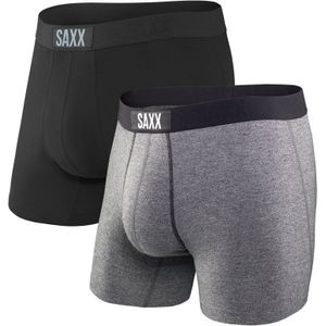 Saxx Underwear - Wandel- en bergsportkleding - Vibe Boxer Brief 2PK Black Grey voor Heren - Maat L - Grijs