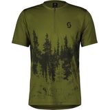 Scott - Mountainbike kleding - Shirt M's Trail Flow Zip SS Fir Green/Bl voor Heren - Maat S - Kaki
