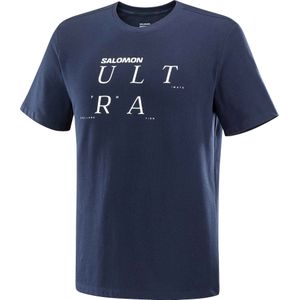 Salomon - Trail / Running kleding - Ultra SS Tee M Night Sky voor Heren van Katoen - Maat L - Zwart