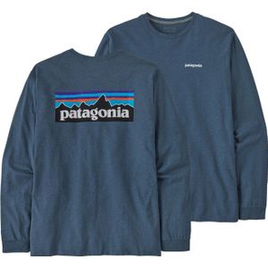 Patagonia - T-shirts - M's L/S P-6 Logo Responsibili-Tee Utility Blue voor Heren van Katoen - Maat L - Blauw