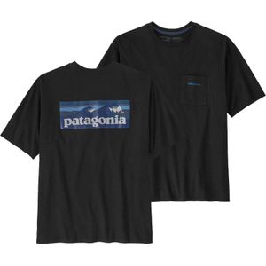 Patagonia - T-shirts - M's Boardshort Logo Pocket Responsibili-Tee Ink Black voor Heren van Gerecyclede materialen - Maat S - Zwart