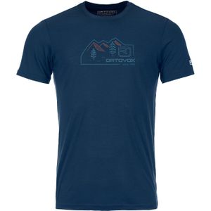 Ortovox - Toerskikleding - 150 Cool Vintage Badge T-Shirt M Deep Ocean voor Heren van Wol - Maat XL - Marine blauw