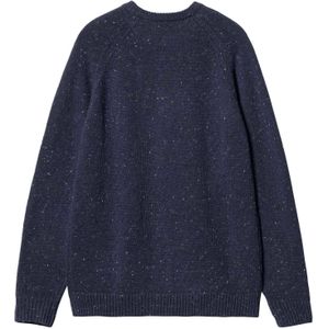 Carhartt - Truien - Anglistic Sweater Speckled Air Force Blue voor Heren van Katoen - Maat S - Marine blauw