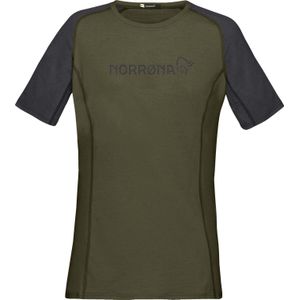 Norrona - Dames mountainbike kleding - Fjora Equaliser Lightweight T-Shirt W'S Olive Night voor Dames - Maat S - Kaki