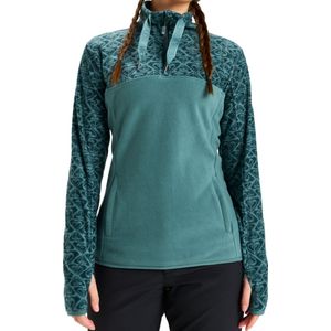 Roxy - Dames fleeces - Sayna Half Zip Sea Pine Roxygram Tonal voor Dames - Maat S - Groen