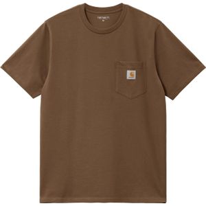 Carhartt - T-shirts - S/S Pocket T-Shirt Lumber voor Heren - Maat S - Bruin