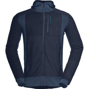 Norrona - Fleeces - Falketind Alpha120 Zip Hood M Indigo Night voor Heren - Maat S - Marine blauw