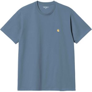 Carhartt - T-shirts - S/S Chase T-Shirt Positano / Gold voor Heren - Maat M - Blauw