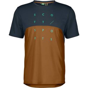 Scott - Mountainbike kleding - Tee M's Trail Flow Dri SS Dark Blue/Bread Brown voor Heren - Maat L - Marine blauw