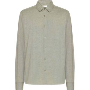 Knowledge Cotton Apparel - Blouses - Regular Fit Light Twill Shirt Burned Olive voor Heren van Katoen - Maat L - Kaki