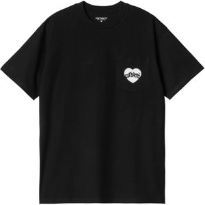 Carhartt - T-shirts - S/S Amour Pocket T-Shirt Black / White voor Heren - Maat M - Zwart
