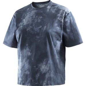 Salomon - Dames wandel- en bergkleding - Trackline Ss Tee W Blue Nights/Blue Granite voor Dames - Maat M - Marine blauw