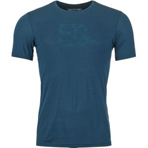 Ortovox - Wandel- en bergsportkleding - 120 Cool Tec Mtn Logo T-Shirt M Petrol Blue voor Heren van Wol - Maat M - Blauw