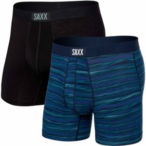 Saxx Underwear - Boxers en slips - Vibe Super Soft Boxer Brief 2Pk Surge Spacedye / Navy voor Heren - Maat S - Marine blauw