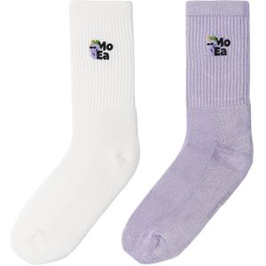 MoEa - Sokken - Grapes Socks White Purple voor Heren van Katoen - Maat 41-46 - Wit