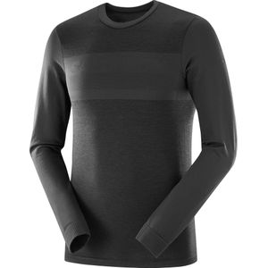 Salomon - Thermokleding - Sntial Wool LS Top M Deep Black voor Heren van Wol - Maat M - Zwart