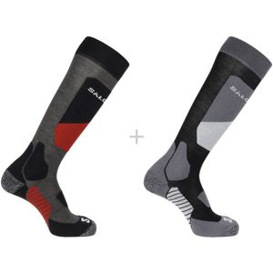 Salomon - Skisokken - Socks S/Access 2-Pack Black/Beluga voor Unisex van Wol - Maat XL - Zwart