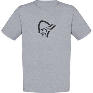 Norrona - T-shirts - /29 Cotton Viking T-Shirt M Grey Melange/Caviar voor Heren van Katoen - Maat L - Grijs