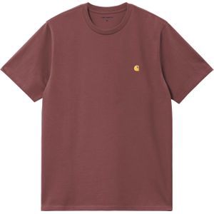 Carhartt - T-shirts - S/S Chase T-Shirt Dusky Pink / Gold voor Heren - Maat S - Roze