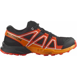 Salomon - Kinder wandelschoenen - Speedcross J Black / Cherry Tomato / Turmeric voor Unisex - Kindermaat 38 - Rood