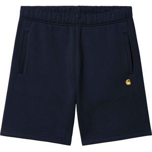 Carhartt - Korte broeken - Chase Sweat Short Dark Navy / Gold voor Heren van Katoen - Maat S - Marine blauw