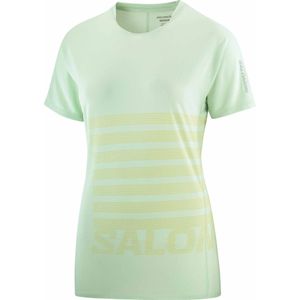 Salomon - Trail / Running dameskleding - Sense Aero SS Tee Gfx W Aqua Foam/Sulphur Spring voor Dames - Maat L - Groen