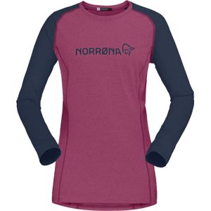 Norrona - Dames mountainbike kleding - FjÃ¸rÃ¥ Equaliser Lightweight Long Sleeve W Violet Quartz/Indigo Night voor Dames - Maat L - Roze
