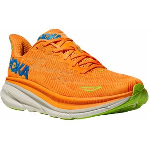 Hoka - Hardloopschoenen - Clifton 9 M Solar Flare / Lettuce voor Heren - Maat 8,5 US - Oranje