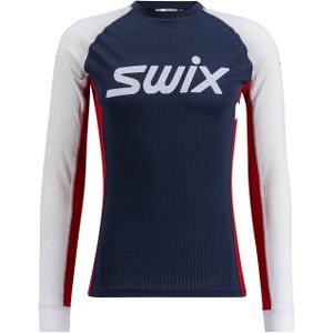 Swix - Thermokleding - Swix Racex Classic Long Sleeve Men Dark Navy/Bright White voor Heren van Gerecycled Polyester - Maat S - Marine blauw