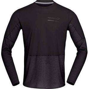 Norrona - Trail / Running kleding - Senja Equaliser Lightweight Long Sleeve M'S Caviar Black voor Heren van Gerecycled Polyester - Maat L - Zwart