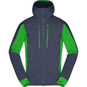 Norrona - Fleeces - Trollveggen Powerstretch Pro Zip Hood M'S Cool Black/Classic Green voor Heren van Wol - Maat S - Zwart