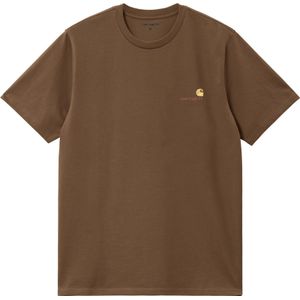 Carhartt - T-shirts - S/S American Script T-Shirt Lumber voor Heren - Maat M - Bruin